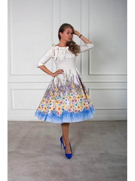 Платье Шарлота белое с цветами