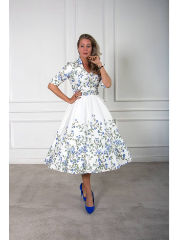 Платье Шарлота белое с принтом