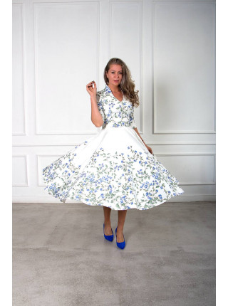 Платье Шарлота белое с принтом