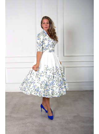 Платье Шарлота белое с принтом